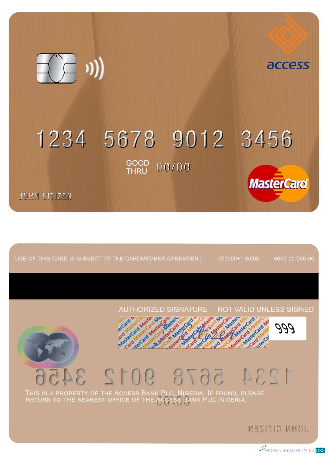 Download Nigeria Access Bank Plc mastercard Photoshop template